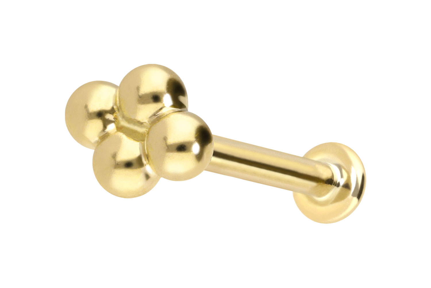 14 Karat Gold Labret Piercing mit Push Fit 4 KUGELN